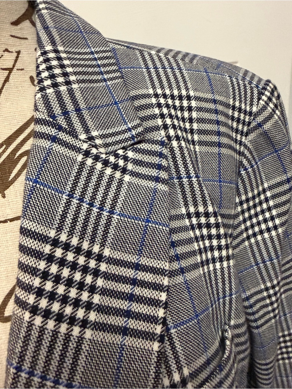 Talbots Gray Plaid Double-Breasted Blazer - Picture 3 of 15